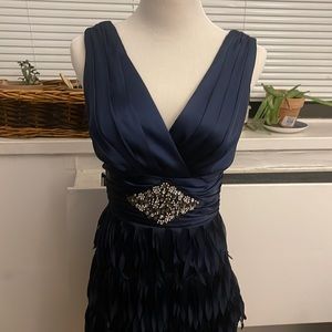 Hailey by Adrianna Papell Navy Blue party cocktail dress embellished Size 2